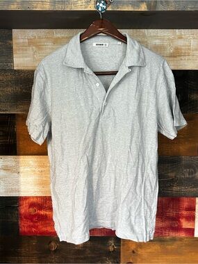 Buck Mason Light Gray Men's Polo Shirt medium